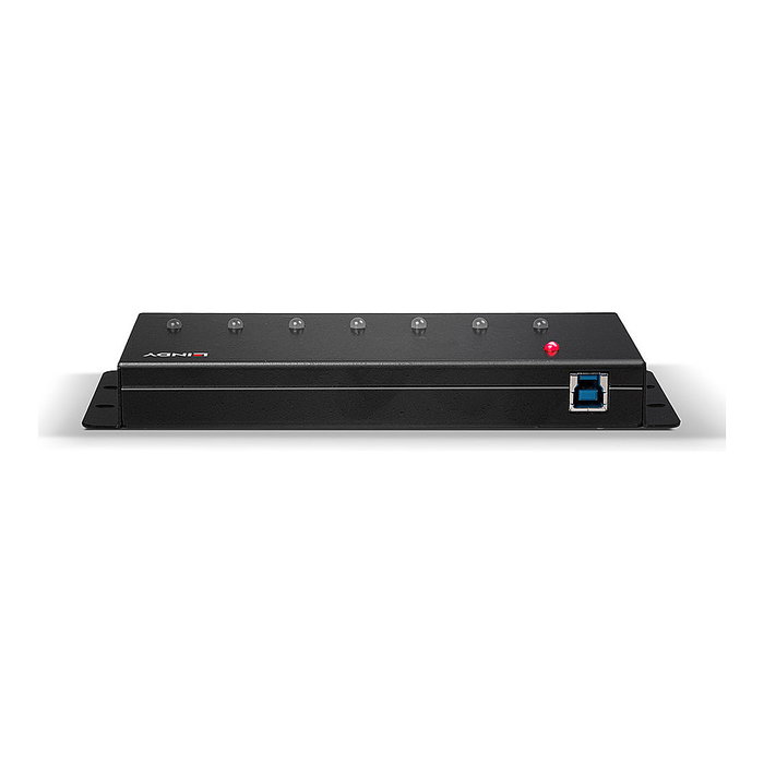LINDY Hub USB 3.2 Gen 1 Industrial de 7 Puertos, 5 Gbit/s, Cable 0.8 m, Negro - Referencia 43128