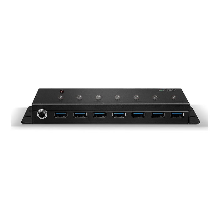 LINDY Hub USB 3.2 Gen 1 Industrial de 7 Puertos, 5 Gbit/s, Cable 0.8 m, Negro - Referencia 43128