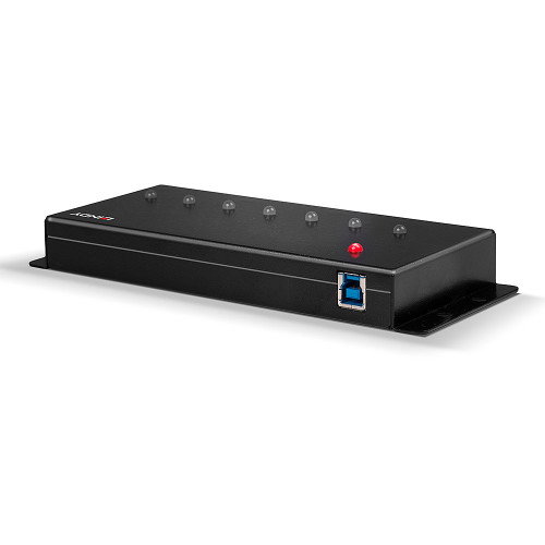 LINDY 43128 Hub de interfaz USB 3.2 Gen 1 de 7 puertos, Negro