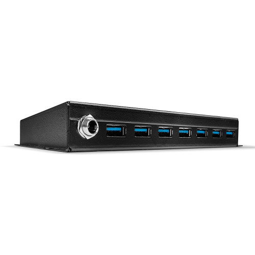 LINDY 43128 Hub de interfaz USB 3.2 Gen 1 de 7 puertos, Negro