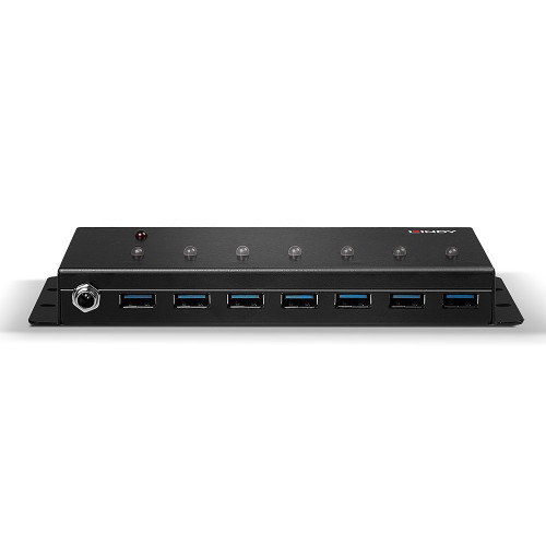 LINDY 43128 Hub de interfaz USB 3.2 Gen 1 de 7 puertos, Negro