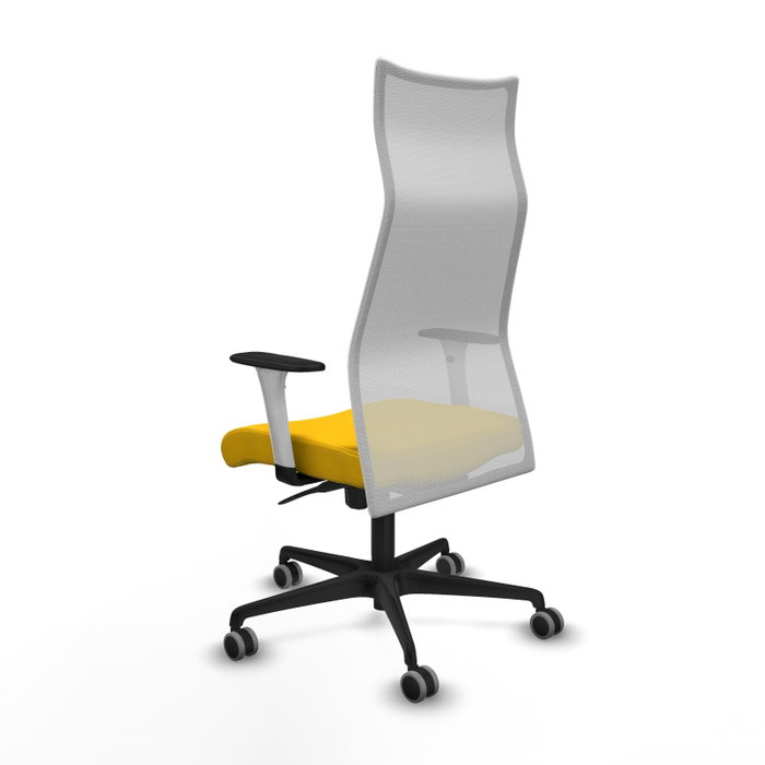 PIQUERAS Y CRESPO Sillón Albacete con mecanismo Sincro, Tela Amarillo y Malla Blanco PIQUERAS Y CRESPO Sillón Albacete con mecanismo Sincro, Tela Amarillo y Malla Blanco
