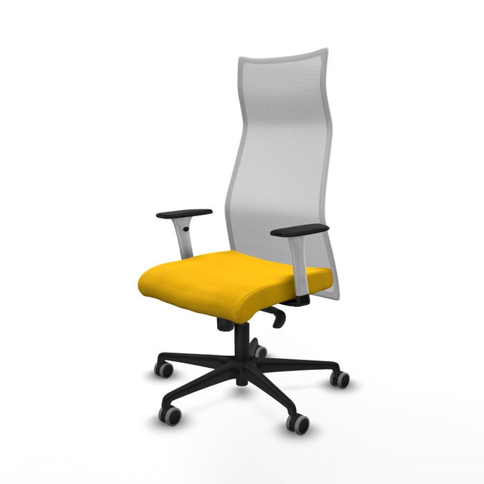 PIQUERAS Y CRESPO Sillón Albacete con mecanismo Sincro, Tela Amarillo y Malla Blanco PIQUERAS Y CRESPO Sillón Albacete con mecanismo Sincro, Tela Amarillo y Malla Blanco
