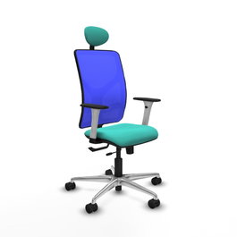 PIQUERAS Y CRESPO Silla de oficina Motilla con mecanismo Sincro/Traslack, Turquesa y Azul