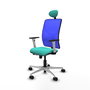 PIQUERAS Y CRESPO Silla de oficina Motilla con mecanismo Sincro/Traslack, Turquesa y Azul