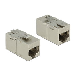 DeLOCK Módulo Keystone 2xRJ45 Cat.6A Plata