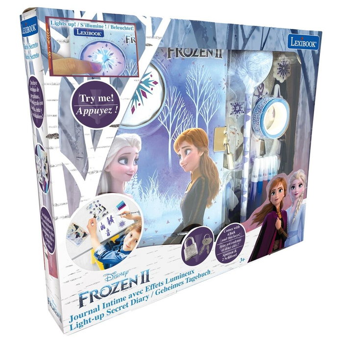 LEXIBOOK Diario Secreto Electrónico Frozen Disney +3 Años con Candado y Llave, Efectos de Luz LEXIBOOK Diario Secreto Electrónico Frozen Disney +3 Años con Candado y Llave, Efectos de Luz