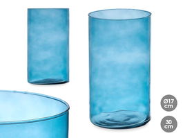 Giftdecor Jarron Cristal Cilindro 17 cm Diámetro X 30 cm Alto Turquesa (Set de 4)