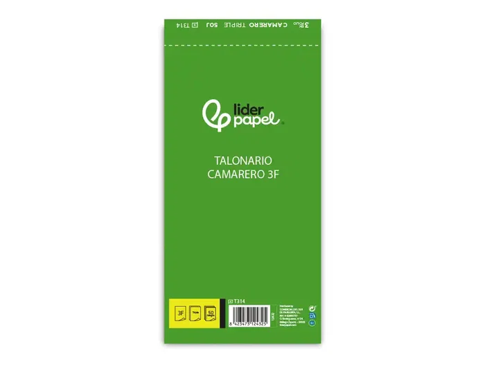 Liderpapel Talonario Camarero 3/Fº Original 2 Copias T314 102x205 mm