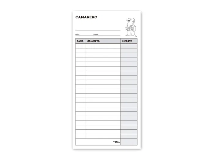 Liderpapel Talonario Camarero 3/Fº Original 2 Copias T314 102x205 mm