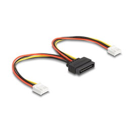 DeLOCK Cable de alimentación SATA de 15 pines macho a 2 x Floppy de 4 pines hembra, 15 cm