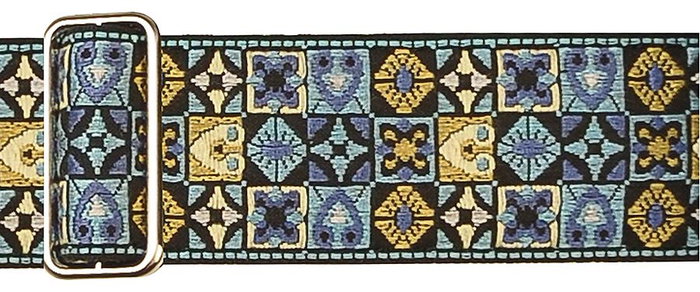 Correa Gaucho Serie Tradicional para Guitarra 50 mm Mosaico Azul