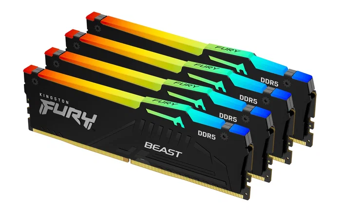 Kingston FURY Beast 128 GB 5200 MT/s DDR5 CL40 DIMM Kit de 4 RGB XMP Kingston FURY Beast 128 GB 5200 MT/s DDR5 CL40 DIMM Kit de 4 RGB XMP