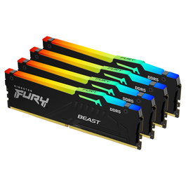 Kingston FURY Beast DDR5 RAM 128GB (4x32GB) Kit de 4 Módulos a 5200MT/s, CL40, RGB, con XMP 3.0, DIMM de 288 Pines para PC