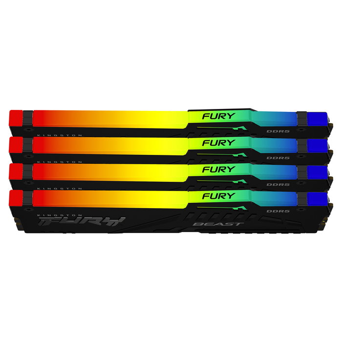 Kingston FURY Beast DDR5 RAM 128GB (4x32GB) Kit de 4 Módulos a 5200MT/s, CL40, RGB, con XMP 3.0, DIMM de 288 Pines para PC