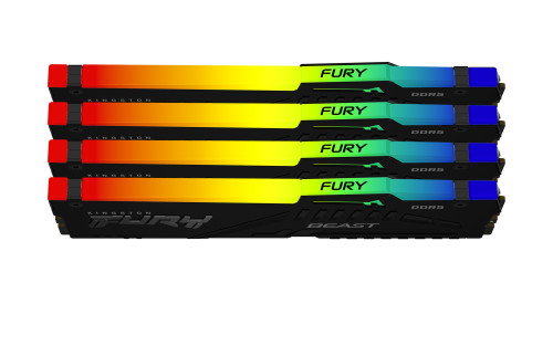 Kingston FURY Beast 128 GB 5200 MT/s DDR5 CL40 DIMM Kit de 4 RGB XMP Kingston FURY Beast 128 GB 5200 MT/s DDR5 CL40 DIMM Kit de 4 RGB XMP