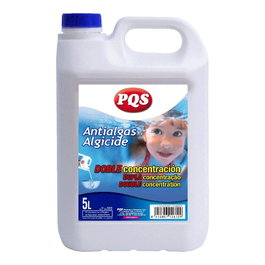 PQS Antialgas doble concentración para piscinas, previene y elimina algas en paredes y suelos, sin modificar el pH, líquido, garrafa 5 litros