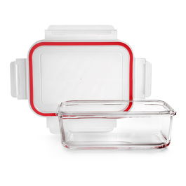 Ibili Fiambrera Borosilicato Rectangular 900 ml 13.5 x 18.2 x 6.3 cm Juntas de Silicona