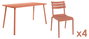 DKD Home Decor Mesa de Comedor Set de 5 Piezas Terracota con 4 Sillas Apilables