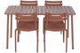 DKD Home Decor Mesa de Comedor Set de 5 Piezas Terracota con 4 Sillas Apilables