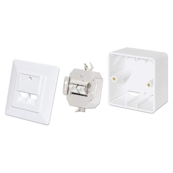 Intellinet 771900 + 771917 Aufputzrahmen para Wanddosen, Blanco, ABS, 80 x 80 x 45 mm