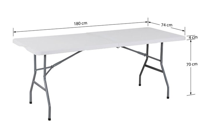Moblekit Mesa de Plástico Plegable 180x70x74cm