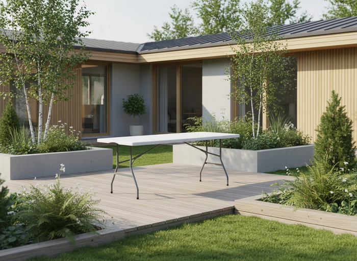 Moblekit Mesa de Plástico Plegable 180x70x74cm