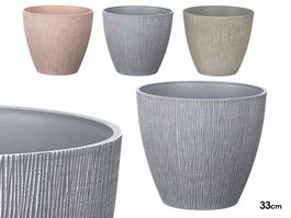 Ibergarden Maceta Cónica 33 cm de Plástico PP con Relieve - Surtido en Colores Gris, Marrón o Verde (33x33x29 cm) (Set de 12)