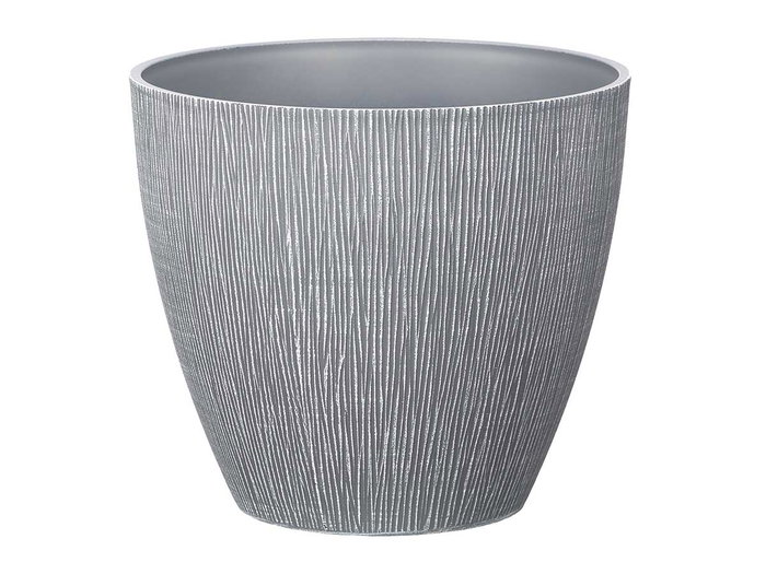 Ibergarden Maceta Cónica 33 cm de Plástico PP con Relieve - Surtido en Colores Gris, Marrón o Verde (33x33x29 cm) (Set de 12)