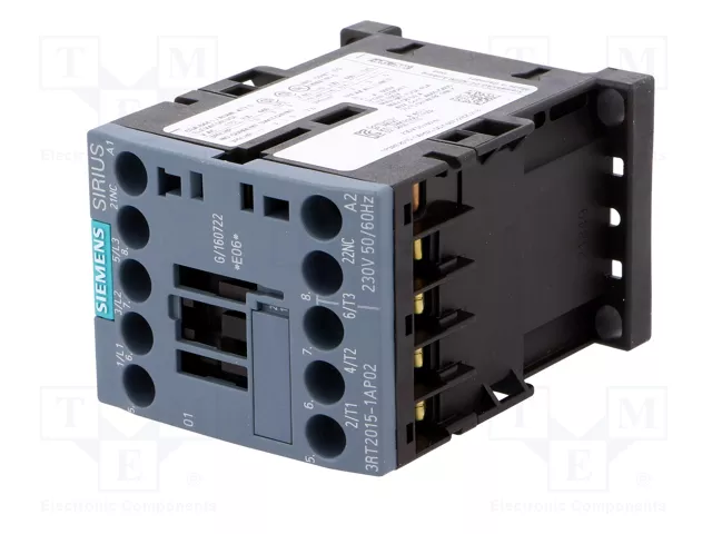 SIEMENS 3RT2015-1AP02 Contactor de 3 polos, 7A, 230VAC SIEMENS 3RT2015-1AP02 Contactor de 3 polos, 7A, 230VAC