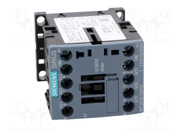SIEMENS 3RT2015-1AP02 Contactor de 3 polos, 7A, 230VAC SIEMENS 3RT2015-1AP02 Contactor de 3 polos, 7A, 230VAC