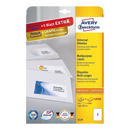 AVERY Zweckform Etiketten 6119 blanco 210,0 x 297,0 mm
