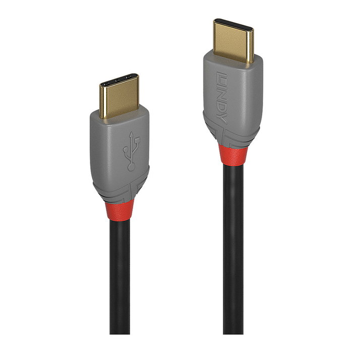 Lindy 36871 Cable USB 2.0 USB-C a USB-C de 1 m, Negro y Gris