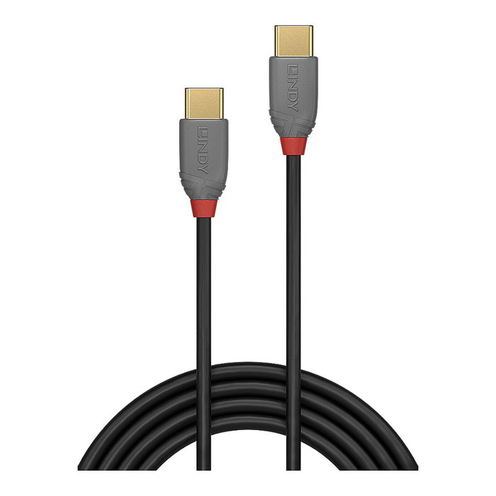 Lindy 36871 Cable USB 2.0 USB-C a USB-C de 1 m, Negro y Gris