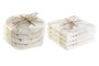 DKD Home Decor Set de 8 Posavasos de Mármol y Latón en Blanco y Dorado