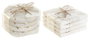 DKD Home Decor Set de 8 Posavasos de Mármol y Latón en Blanco y Dorado