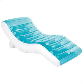 Intex Splash Lounge 56874 Tumbona Hinchable con Portabebidas, Colchoneta de Piscina Blanco y Azul
