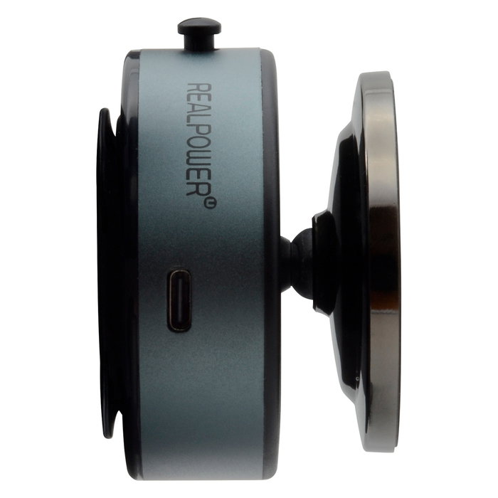 RealPower MH-1 Soporte Magnético de Coche con Carga Rápida Inalámbrica, para Teléfono Móvil/Smartphone, Negro