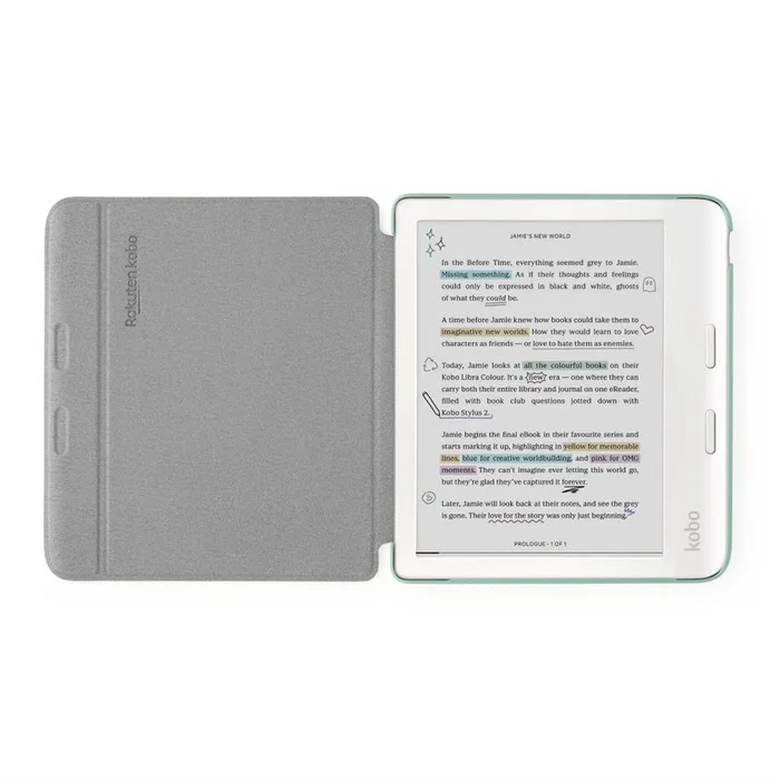 Rakuten Kobo Basic SleepCover - Funda Folio Verde para eReader Kobo Libra Colour 7" (17.8 cm) - Protección Antirrayaduras