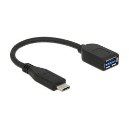 DeLOCK Cable USB 3.1 Gen 2 Type-C™ a Tipo-A 10 cm Coaxial 10 Gbps, Negro