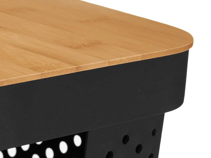 Kinvara Caja Multiusos Perforada Tapa Bambu Negra 14 cm (Set de 6)