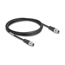DeLOCK Cable M12 codificado X 8 pin macho a macho 2 m Negro