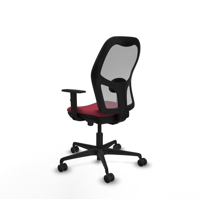PIQUERAS Y CRESPO Silla de oficina Jorquera con mecanismo Sincro/Traslack, Tela Granate y Malla Gris