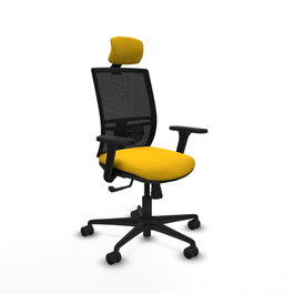 PIQUERAS Y CRESPO Silla de oficina Yunquera con mecanismo Sincro, Amarillo y Negro