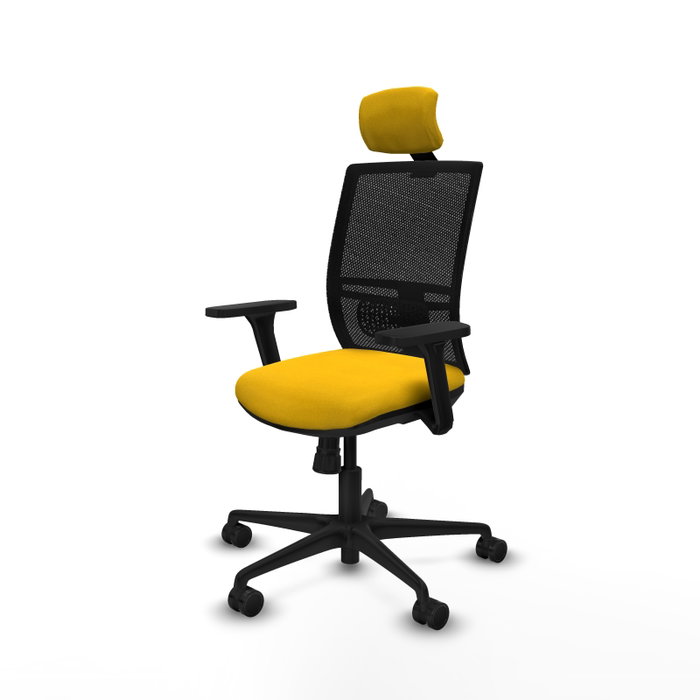 PIQUERAS Y CRESPO Silla de oficina Yunquera con mecanismo Sincro, Amarillo y Negro