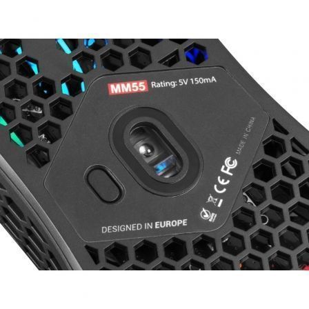 MARS GAMING MM55 Ratón Gaming 12800DPI USB Negro RGB 55g