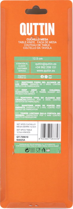 Quttin Set de 6 cubiertos sierra Ivory Basic - Cuchillo 30,4 x 10,9 x 1,7 cm (12 Cajas)