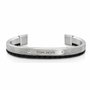 Tom Hope Pulsera Hybrid SS open Bangle Black Leather L Gris S TM0277