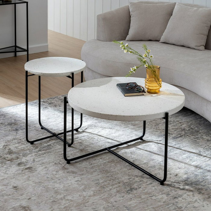 Ixia Mesa de Centro Beige-Negro de Magnesio 68 x 68 x 44 cm