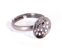 Innspiro Anillo Metálico Ajustable con Base Circular Plateado Envejecido (2 unidades)